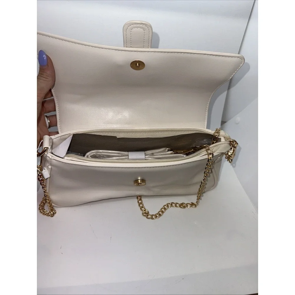 Shoulder Bag for Women Small Handbag Hobo Purses, Retro Clutch Leather Off White